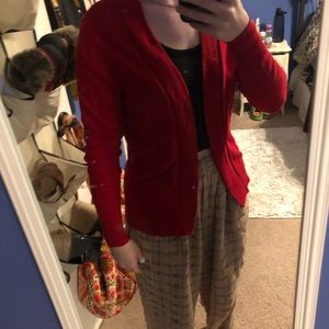 Cotton red cardigan sweater